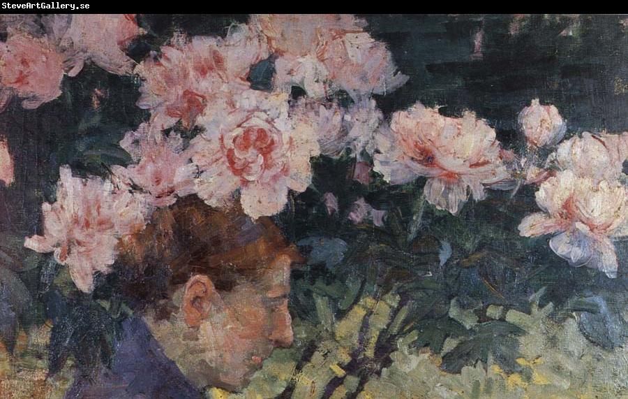 John Russell Rhododendrons and head of a woman